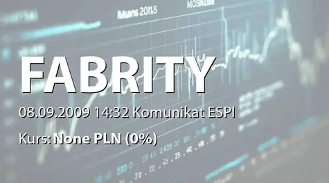 Fabrity Holding S.A.: Sprzedaż akcji przez osobę powiązaną (2009-09-08)