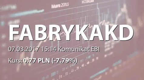 Fabryka Konstrukcji Drewnianych S.A.: Przedterminowy wykup czÄĹci obligacji serii F (2017-03-07)