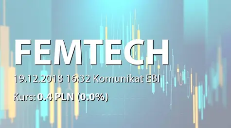 Femion Technology S.A.: Rezygnacja z kontynuowania projektu uzyskania licencji bankowej na Litwie (2018-12-19)