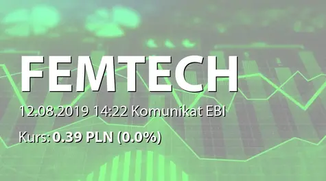 Femion Technology S.A.: Wstępne wyniki finansowe za II kwartał 2019 (2019-08-12)