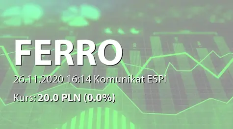 Ferro S.A.: Porozumienie o wyłączności na negocjacje i nabycie akcji Termet SA oraz udziałów Tester sp. z o.o. (2020-11-26)