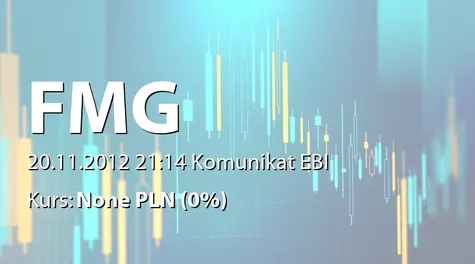 ONE S.A.: Postanowienie sądu dot. wykreślenia z rejestru zastawu w postaci akcji należących do W Investments Ltd. (2012-11-20)