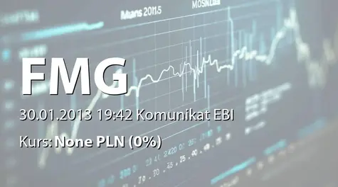 ONE S.A.: Umowa z W Investments Ltd. o ograniczeniu rozporządzania akcjami W Investments SA (2013-01-30)