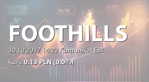 FOOTHILLS S.A.: Zmiana terminu przekazania SA-Q3 2017 (2017-10-30)