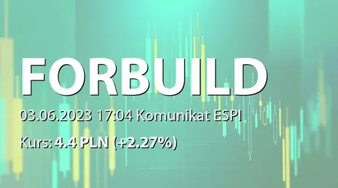 FORBUILD S.A.: ZWZ (11:00) - projekty uchwał: podział zysku za rok 2014 i rok 2021, wypłata dywidendy - 0,42 PLN (2023-06-03)