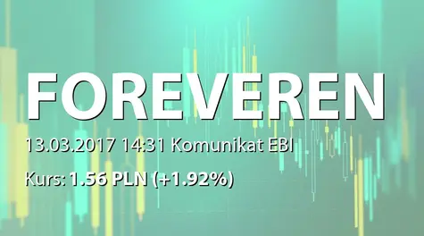 Forever Entertainment S.A.: Rejestracja podwyĹźszenia kapitału w KRS (2017-03-13)