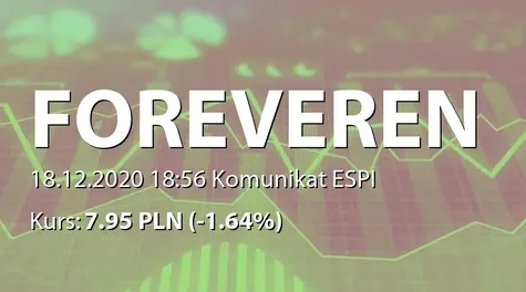 Forever Entertainment S.A.: Uruchomienie sklepu Forever Limited (2020-12-18)