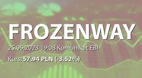 Frozen Way S.A.: ZWZ (11:00) - projekty uchwał: wypłata dywidendy - 3 PLN, ustanowienie programu motywacyjnego, zmiany w statucie (2023-05-25)