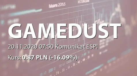 Gamedust spółka akcyjna: Nabycie i zbycie akcji przez PMI Capital ASI SA (2020-11-20)