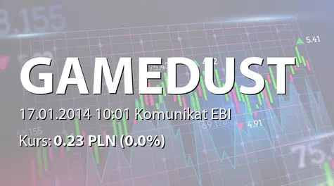 Gamedust spółka akcyjna: Terminy przekazywania raportów okresowych w 2014 r. (2014-01-17)