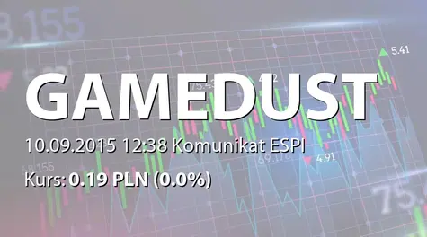 Gamedust spółka akcyjna: Zestawienie transakcji na akcjach (2015-09-10)