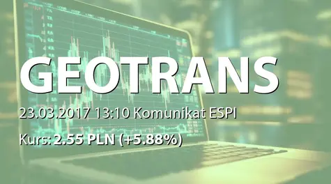 Geotrans S.A.: Spłata zadłużenia z tytułu kredytu w rachunku bieżącym (2017-03-23)