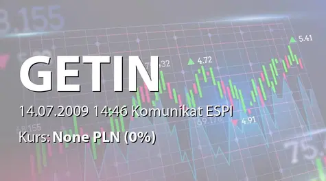 Getin Holding S.A.: Sprzedaż akcji spółki TU Europa na rzecz Getin Bank SA i Noble Bank SA - 134,1 mln zł (2009-07-14)