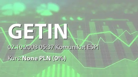 Getin Holding S.A.: Wstępne wyniki przyrostu depozytów i kredytów (2008-10-02)