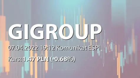 GI GROUP POLAND S.A.: Decision of the Polish Financial Supervision Authority on suspending the proceedings on the permission to withdraw shares from trading (2022-04-07)