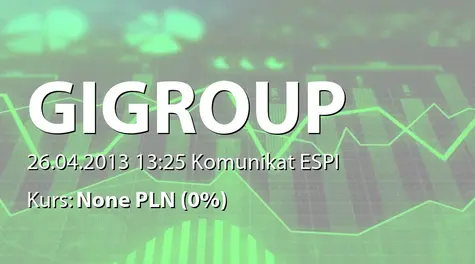 GI GROUP POLAND S.A.: Dopuszczenie i wprowadzenie do obrotu giełdowego na GPW  akcji serii N (2013-04-26)