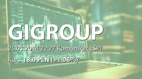 GI GROUP POLAND S.A.: Spełnienie kolejnego warunku zawieszającego przewidzianego w umowie  z Fiege Logistik Stiftung & Co. KG i Work Service SPV sp. z o.o. (2014-03-26)