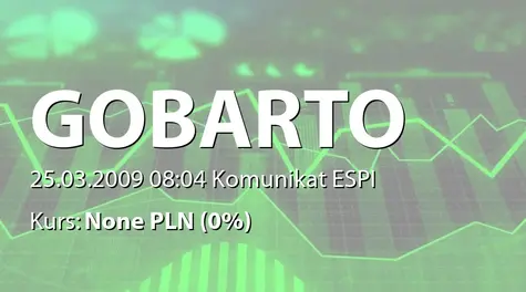 Gobarto S.A.: Wezwanie do spłaty kredytu przez Raiffeisen Bank Polska SA (2009-03-25)