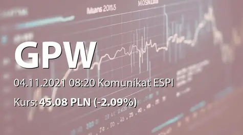 Giełda Papierów Wartościowych w Warszawie S.A.: Umowa z NCBR na dofinansowanie projektu (2021-11-04)