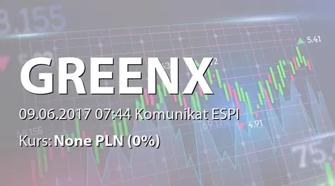 GreenX Metals Limited: Emisja akcji zwykłych (2017-06-09)