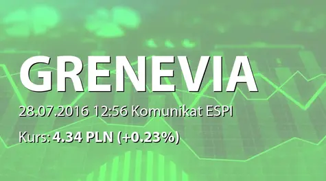 GRENEVIA S.A.: Rejestracja akcji serii C w KDPW (2016-07-28)