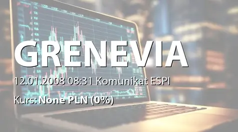 GRENEVIA S.A.: Umowa o współpracy z Kopex SA na rynku chińskim (2008-01-12)