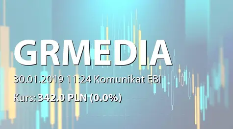 Gremi Media S.A.: Terminy przekazywania raportĂłw w 2019 roku (2019-01-30)