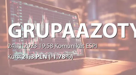 Grupa Azoty S.A.: Aktualizacja harmonogramu projektu Polimery Police (2023-11-24)