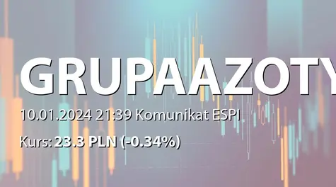 Grupa Azoty S.A.: NWZ (10:00) - projekty uchwał: zmiany w RN, zmiany w statucie, nabycie udziałów w Solarfarm Brzezinka sp. z o.o. (2024-01-10)