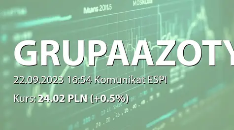 Grupa Azoty S.A.: Szacowane koszty i termin usunięcia awarii w spółce zależnej (2023-09-22)