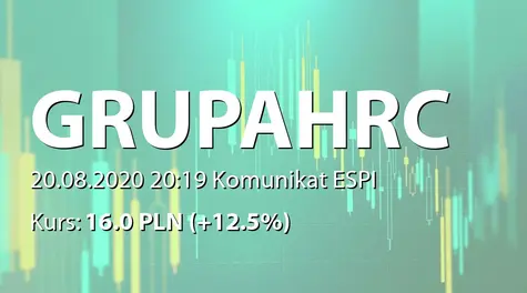 Grupa HRC S.A.: Sprostowanie oczywistej omyłki pisarskiej w raporcie bieżącym ESPI 12/2020 (2020-08-20)