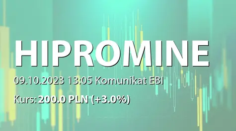 HiProMine S.A.: NWZ - podjęte uchwały: zmiany do umów o ustanowienie zastawów rejestrowych i finansowych, zmiany w RN (2023-10-09)