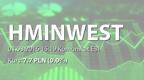 HM Inwest S.A.: Aneks do umowy z Eiffage Polska Budownictwo SA (2016-03-01)