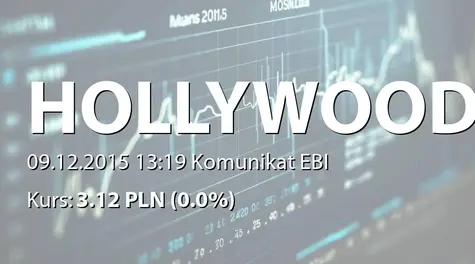 Hollywood S.A.: Spełnienie warunków przedwstępnej umowy sp. zależnej z Pralnią - Opole sp. z o.o. (2015-12-09)