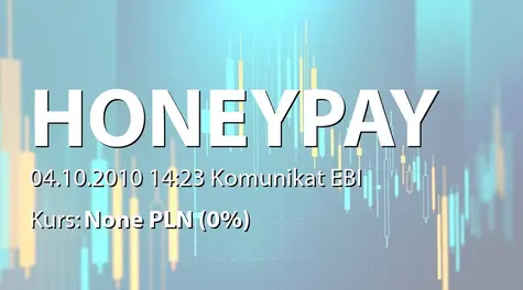 Honey Payment Group S.A.: Założenie lokaty w Banku Millennium SA - 1 mln zł (2010-10-04)