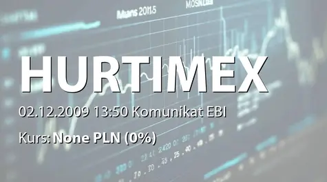 Hurtimex S.A.: Otrzymanie przez SpĂłłkÄ decyzji o warunkach zabudowy. (2009-12-02)