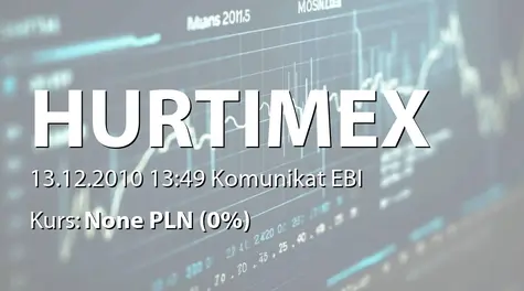 Hurtimex S.A.: Raport miesięczny za listopad 2010 r. (2010-12-13)