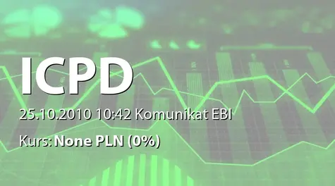 Intercapital Property Development ADSIC: Admission of new 1.878.849 ICPD shares to trading on NewConnect (2010-10-25)