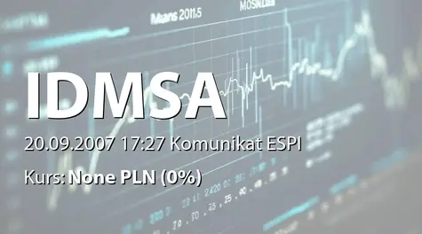 IDM S.A.: Objęcie 20% udziałów w ACM sp. z o.o. (2007-09-20)