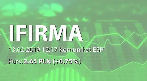 IFIRMA S.A.: Pozytywna ocena wniosku ws. wypłaty zaliczki na poczet dywidendy (2019-02-13)