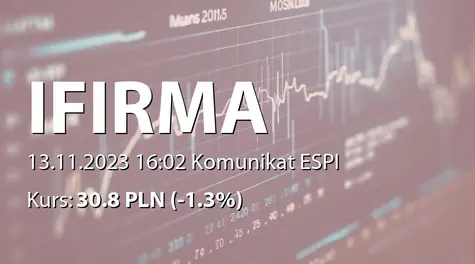 IFIRMA S.A.: Wypłata zaliczki na poczet dywidendy - 0,30 PLN (2023-11-13)