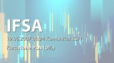 Investment Friends SE: Przychody ze sprzedaży za okres I-V 2007 r. (2007-06-19)
