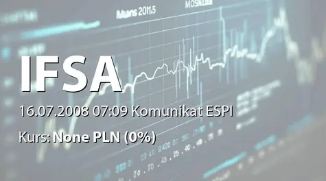 Investment Friends SE: Umowa z Teknologika S.R.L. - 1,2 mln EURO (2008-07-16)