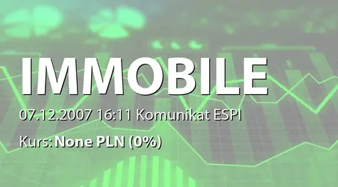 Grupa Kapitałowa IMMOBILE S.A.: Spełnienie się warunków umowy sprzedaży Stoczni Pomerania sp. z o.o.  (2007-12-07)