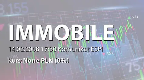 Grupa Kapitałowa IMMOBILE S.A.: Zakup majątku upadłej stoczni Pomerania sp. z o.o. - 41,2 mln zł (2008-02-14)