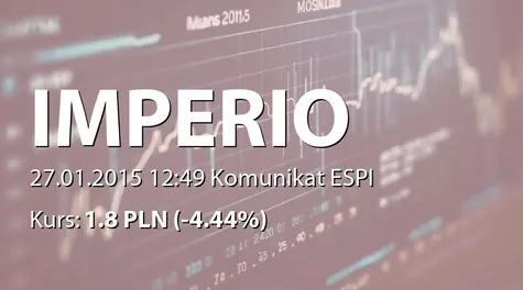 IMPERIO Alternatywna Spółka Inwestycyjna S.A.: Terminy przekazywania raportów okresowych w 2015 r. (2015-01-27)