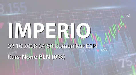 IMPERIO Alternatywna Spółka Inwestycyjna S.A.: Umorzenie postępowania antymonopolowego wszczęte na wniosek Exorigo sp. z o.o. (2008-10-02)