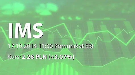 IMS S.A.: Zatwierdzenie przez KNF aneksu nr 1 do prospektu emisyjnego  (2014-10-17)