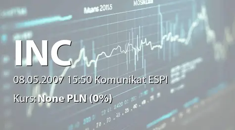 INC S.A.: Informacja o wynikach IPO Doradztwo Strategiczne Sp. z o.o. - spółki zależnej  (2007-05-08)