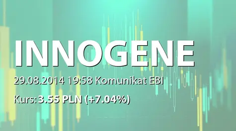 Inno-Gene S.A.: Umowa Centrum Badań DNA sp. z o.o. oraz Genomix sp. z o.o. z NCBiR w Warszawie (2014-08-29)